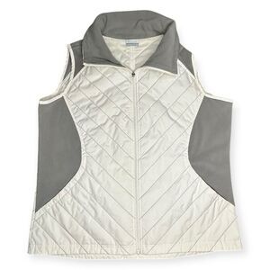 COLUMBIA Women’s White Gray Perfect Mix Full Zip Quilted Vest Size 1X